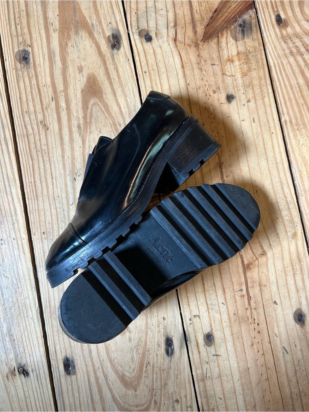 Acne Black Leather Slip-On Loafers - Picture 2 of 4